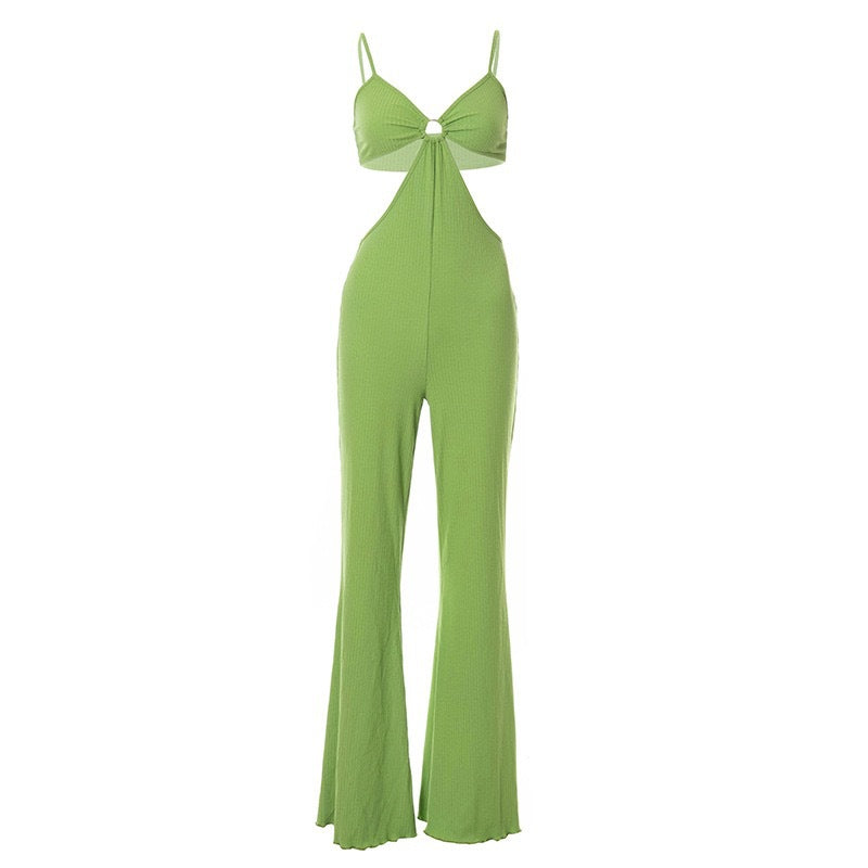 Ladies Wrap Chest Fungus High Waist Jumpsuit