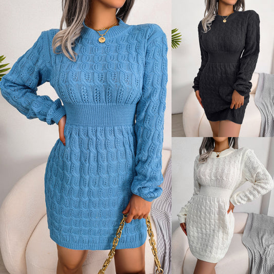 European And American Leisure Twist Waist Sheath Sweaters Dress