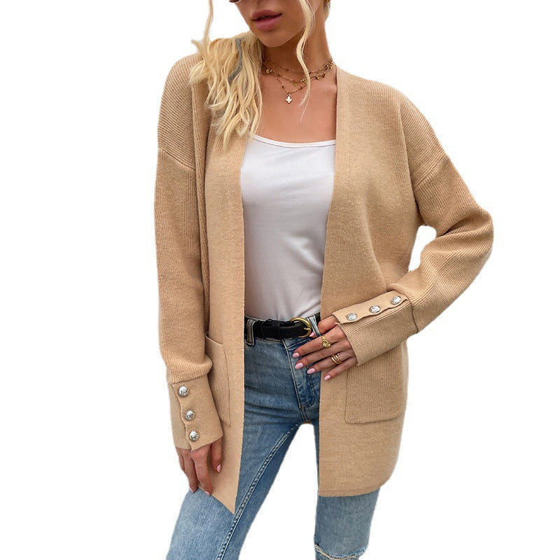 Sweater Women Casual Mid-length Knitted Cardigan