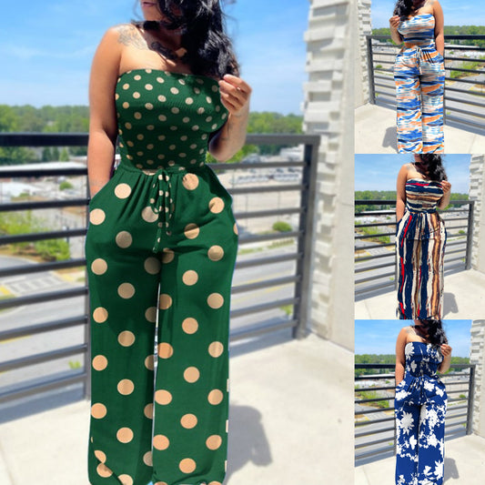 Sleeveless Tube Top Printed Ladies Jumpsuit Ladies