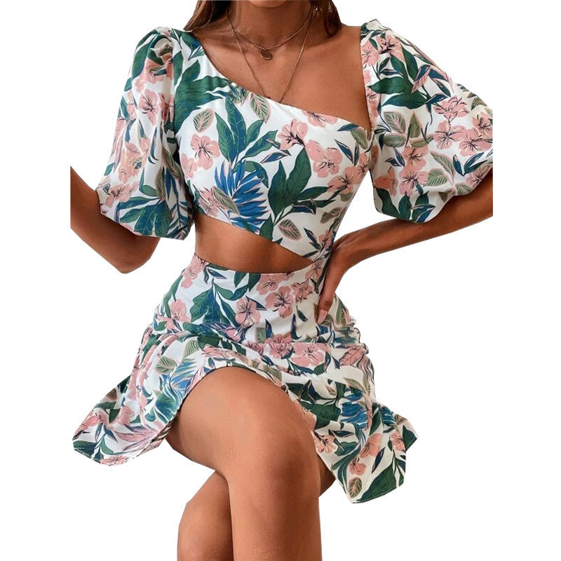 New European And American Women's Plus Size Floral Dress